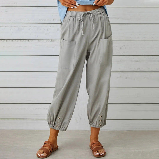 👖 50% OFF NOW! ✨ Women's Capri Pants – Wide Leg Drawstring – Comfy Fit, Casual Style & Elastic Waist 💫