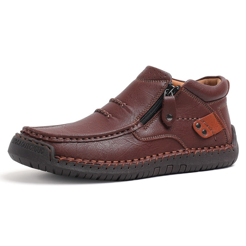 ⏰Limited Time Sale 50% OFF-Men’s Handmade Premium Leather Slip-On Driving Boots – Wide Toe, Arch Support, Waterproof, Pressure Relief, Non-Slip Sole for Casual, Travel & Outdoor