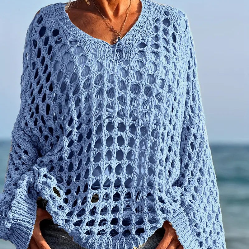 👚 50% OFF NOW! 🌸 Women's Crochet Knit Top – Stylish Open-Knit, Relaxed Fit & Breathable ☀️