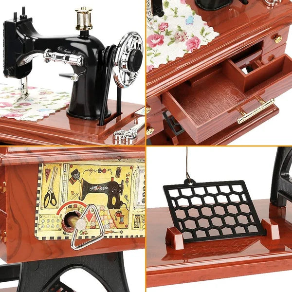 🪗Wood Mini Sewing Machine Music Box
