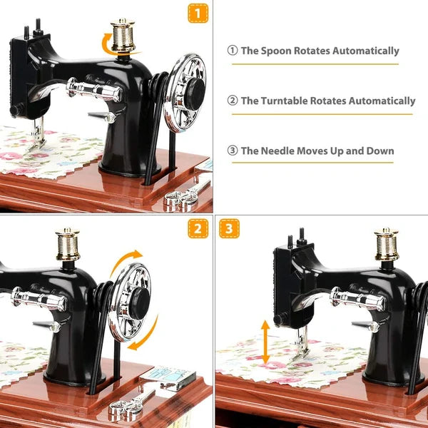 🪗Wood Mini Sewing Machine Music Box