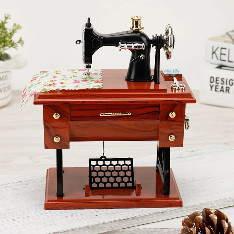🪗Wood Mini Sewing Machine Music Box