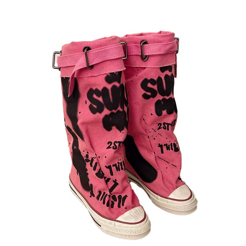 🔥👢Retro flate, slanke lerretsstøvler til dame