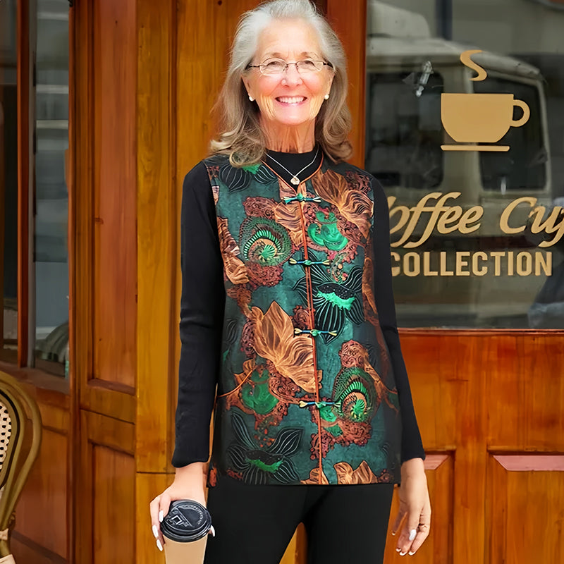 💥Nueva moda 2025🔥Chaleco retro chic con bordado floral oriental