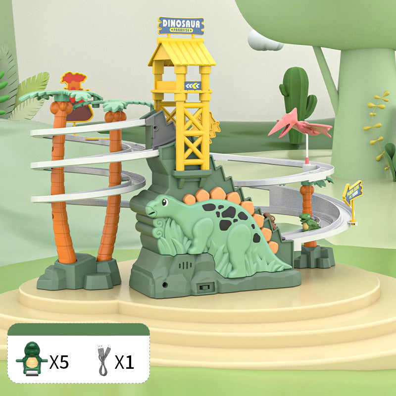 ⏰Limited stock available—grab yours now!🥳Electric Dual Track Dinosaur Slide - Interactive Fun with Track Changes and Lights