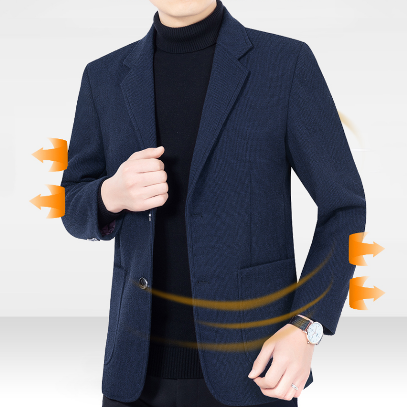 Lässiger Herren-Blazer mit zwei Knöpfen und Taschen, taillierte, legere Passform, vielseitiges Styling🕴️➡️☕➡️🍷