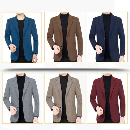 Lässiger Herren-Blazer mit zwei Knöpfen und Taschen, taillierte, legere Passform, vielseitiges Styling🕴️➡️☕➡️🍷