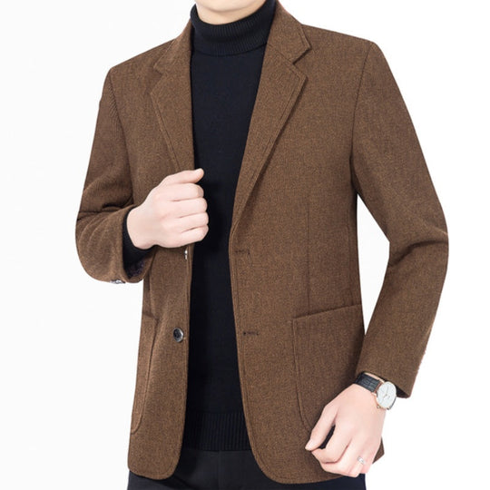 Lässiger Herren-Blazer mit zwei Knöpfen und Taschen, taillierte, legere Passform, vielseitiges Styling🕴️➡️☕➡️🍷