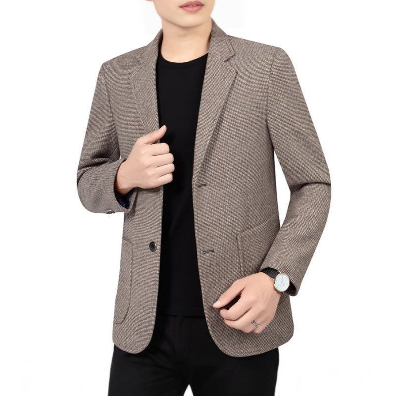 Lässiger Herren-Blazer mit zwei Knöpfen und Taschen, taillierte, legere Passform, vielseitiges Styling🕴️➡️☕➡️🍷