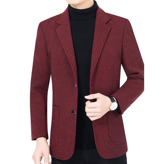 Lässiger Herren-Blazer mit zwei Knöpfen und Taschen, taillierte, legere Passform, vielseitiges Styling🕴️➡️☕➡️🍷