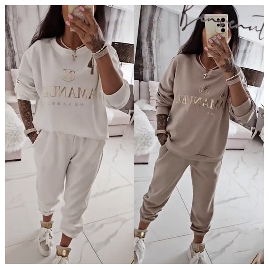 ✨Maglia a maniche lunghe da donna & Set di pantaloni in morbido tessuto elastico, adatti al lavoro da casa & Comodo per le commissioni quotidiane