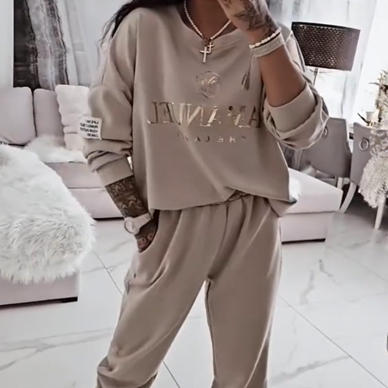 ✨Maglia a maniche lunghe da donna & Set di pantaloni in morbido tessuto elastico, adatti al lavoro da casa & Comodo per le commissioni quotidiane