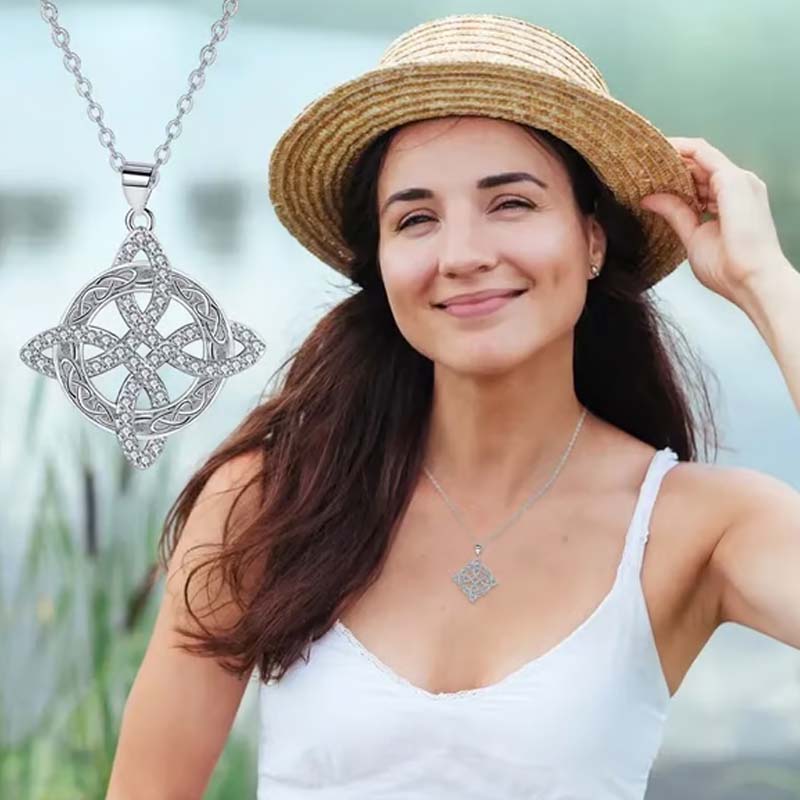 💐VENTA CALIENTE📿Collar con nudo de bruja y colgante de estrella brillante