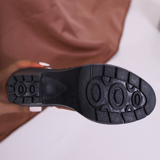 Damen-Stiefeletten mit dickem Absatz und Strassverzierung