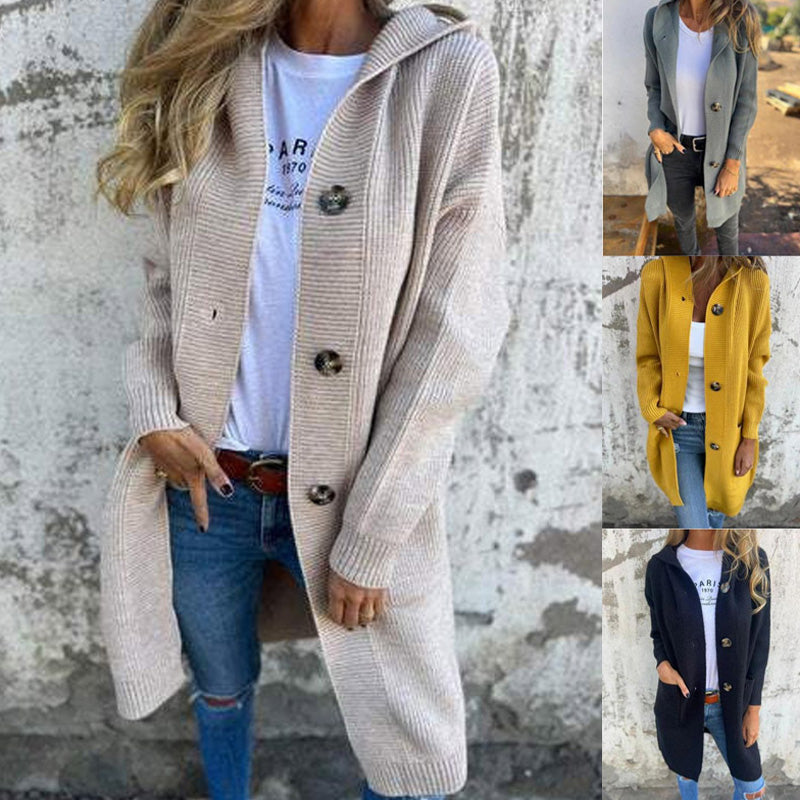 Cárdigan con capucha y botones para mujer
