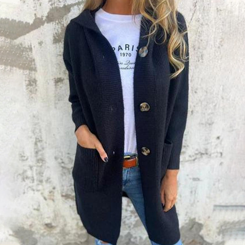 Cárdigan con capucha y botones para mujer