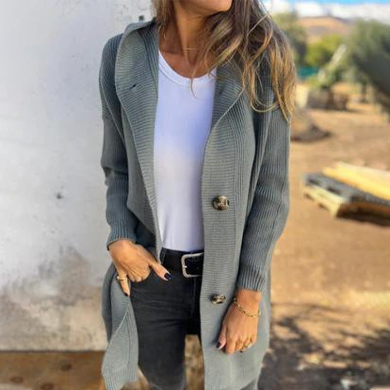 Cárdigan con capucha y botones para mujer