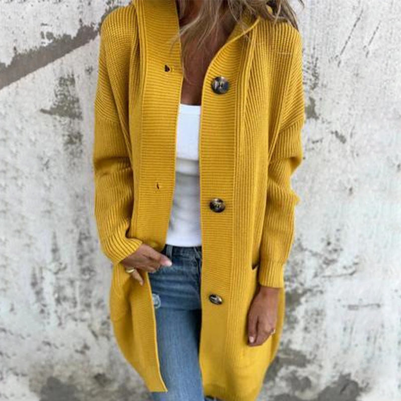 Cárdigan con capucha y botones para mujer