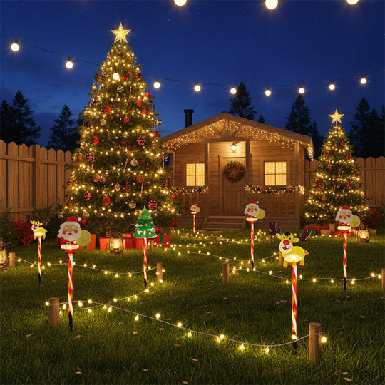 🎄Luces de estaca festivas de jardín con brillo cálido