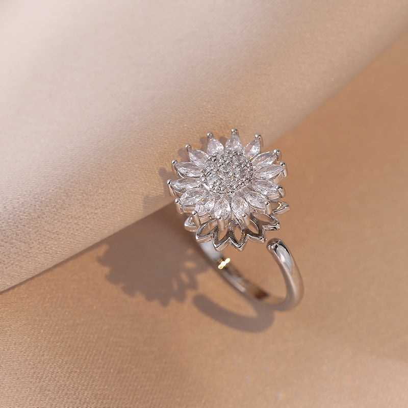 Anello di preoccupazione con girasole rotante per alleviare l'ansia - Regalo perfetto per amicizia e famiglia