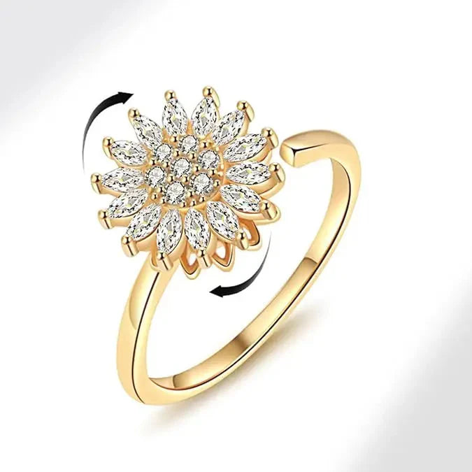 Anello di preoccupazione con girasole rotante per alleviare l'ansia - Regalo perfetto per amicizia e famiglia