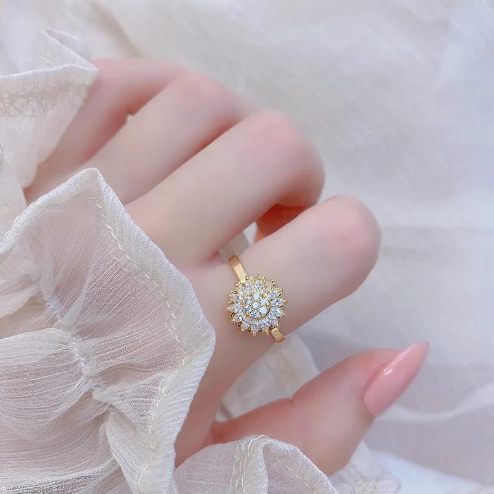 Anello di preoccupazione con girasole rotante per alleviare l'ansia - Regalo perfetto per amicizia e famiglia