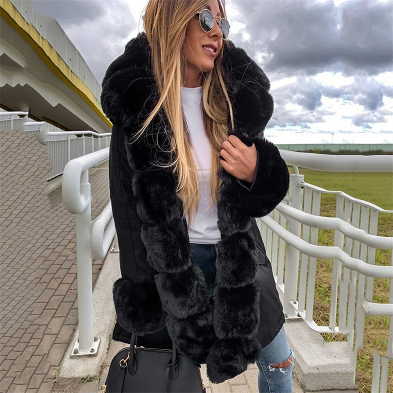 Women’s Parka Jacket with Removable Fluffy Trim