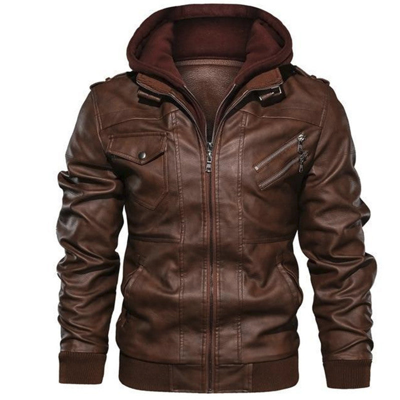 Giacca da uomo in pelle PU con cerniera
