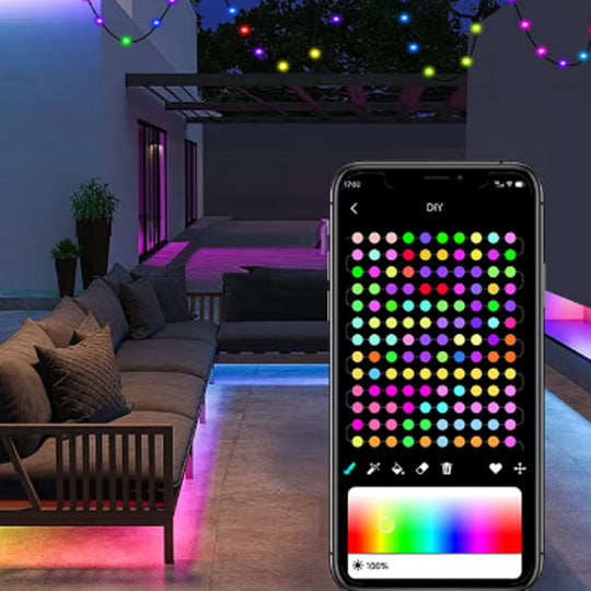 Bande lumineuse LED étanche intelligente pour l'intérieur et l'extérieur