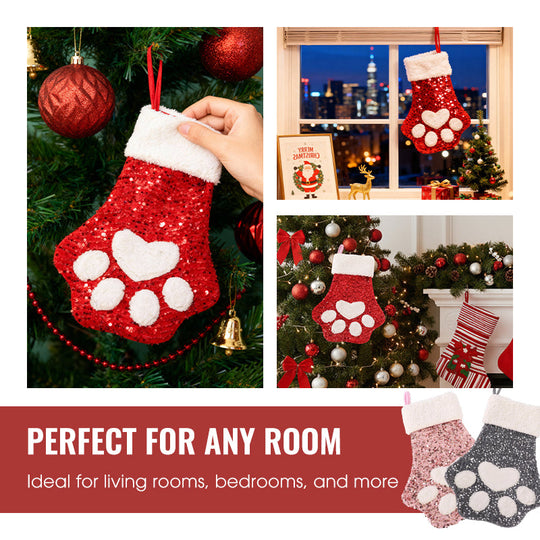 Cute Cat Paw Shaped Christmas Stocking Decor