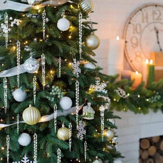 12STK Glitrende Juletre-istapperpynt