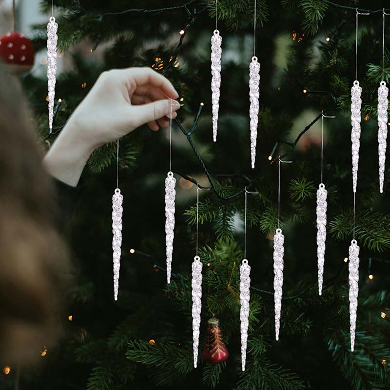 12STK Glitrende Juletre-istapperpynt