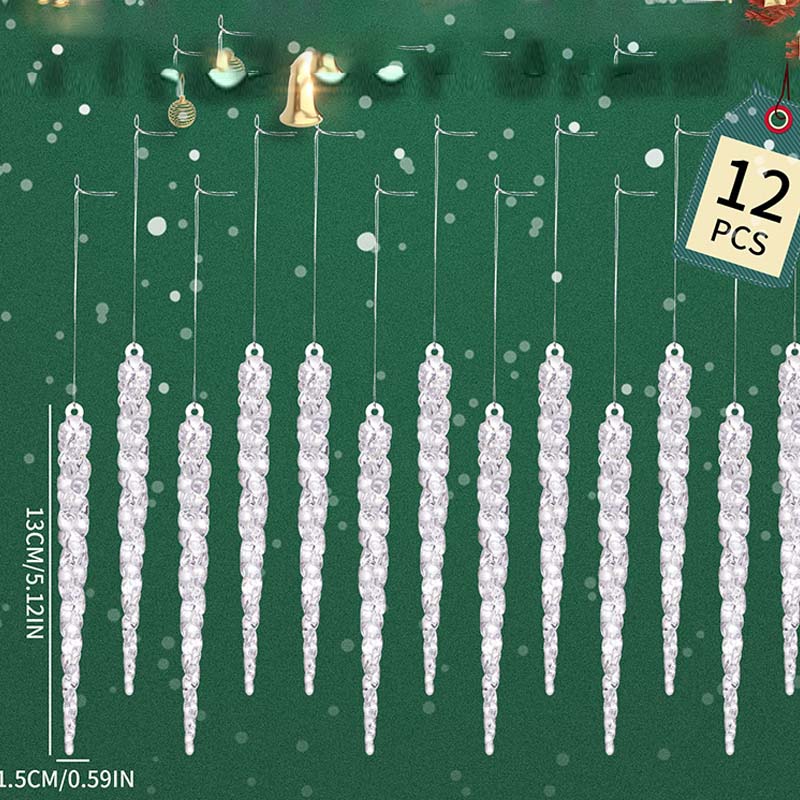 12STK Glitrende Juletre-istapperpynt