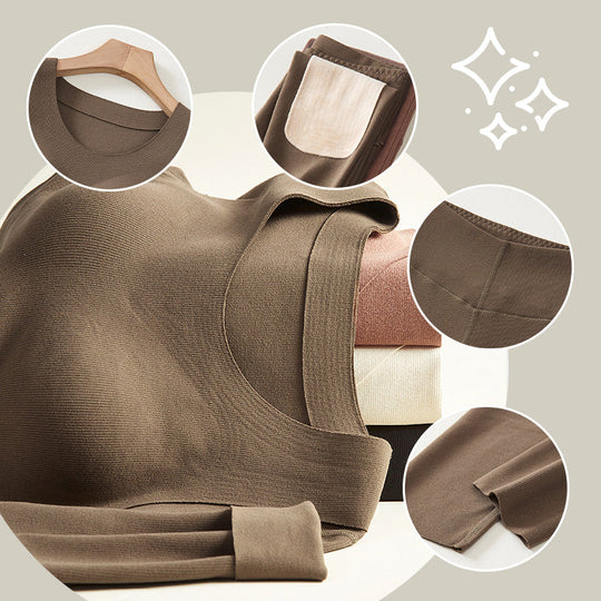 Ensemble de sous-vêtements thermiques pour femmes avec soutien-gorge à étagère