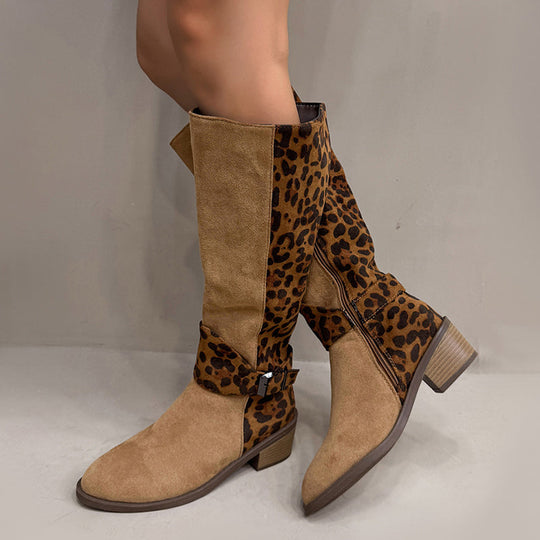 💜PROMOCIÓN DE ÚLTIMO DÍA - 50% DE DESCUENTO💜Botas de montar con estampado de leopardo para mujer