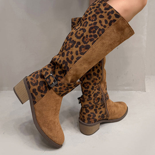 💜PROMOCIÓN DE ÚLTIMO DÍA - 50% DE DESCUENTO💜Botas de montar con estampado de leopardo para mujer