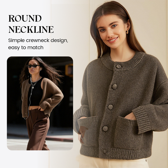 Cardigan casual in maglia con bottoni da donna