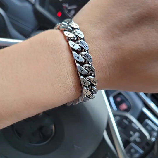 Unisex Engraved Curb Chain Bracelet