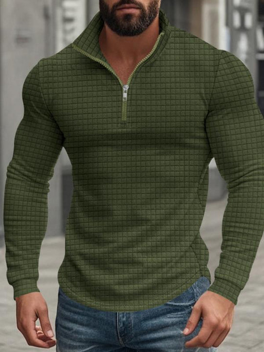 Men's Stand Collar Half-Zip Long Sleeve Sweatshirt