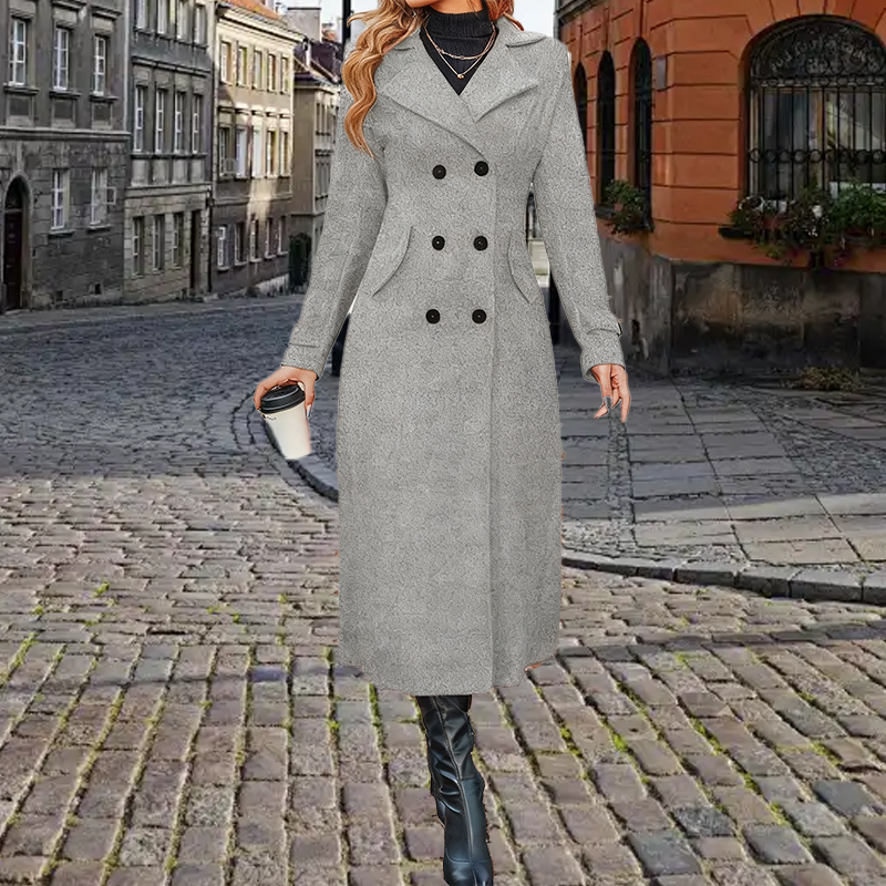 ⏳Limited-time 50% off⏰Women's Long Warm Double-Breasted Coat🧥