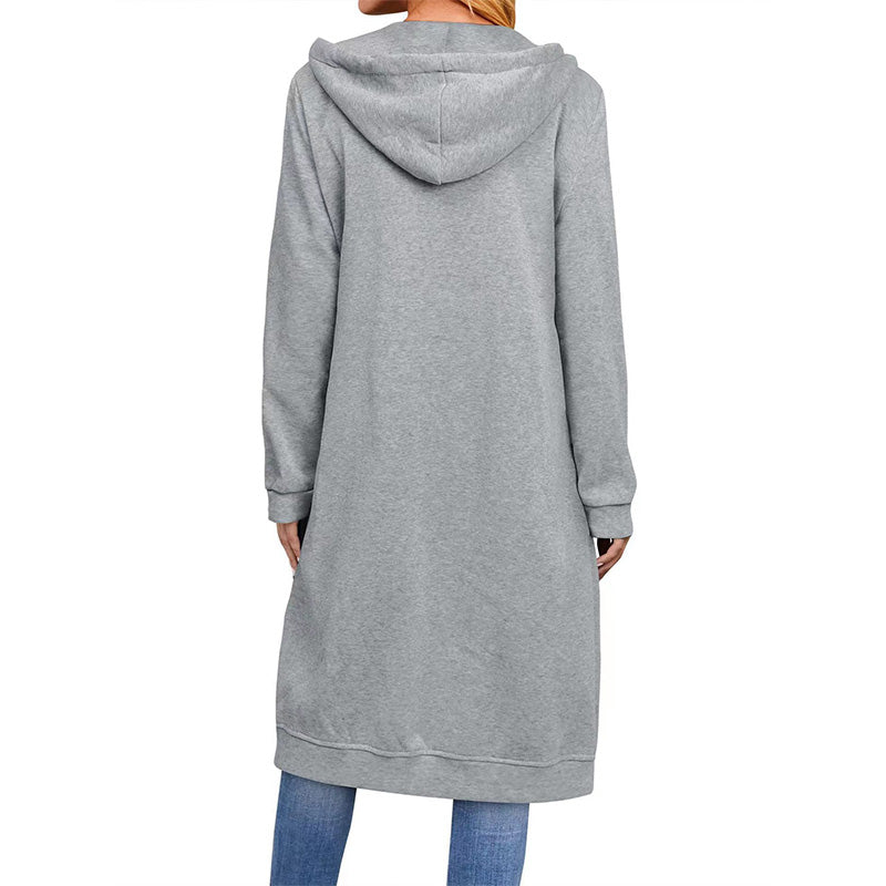🔥Hot Sale 50% OFF⏳Women's Solid Hooded Zipper Long Sweatshirts