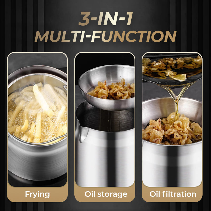 🧑‍🍳 50% OFF! Multi‑Function Stainless Steel Oil Filter Container – Large capacity, reusable filter. Saves oil, keeps cooking clean & healthy. A kitchen must‑have! 🔥✨