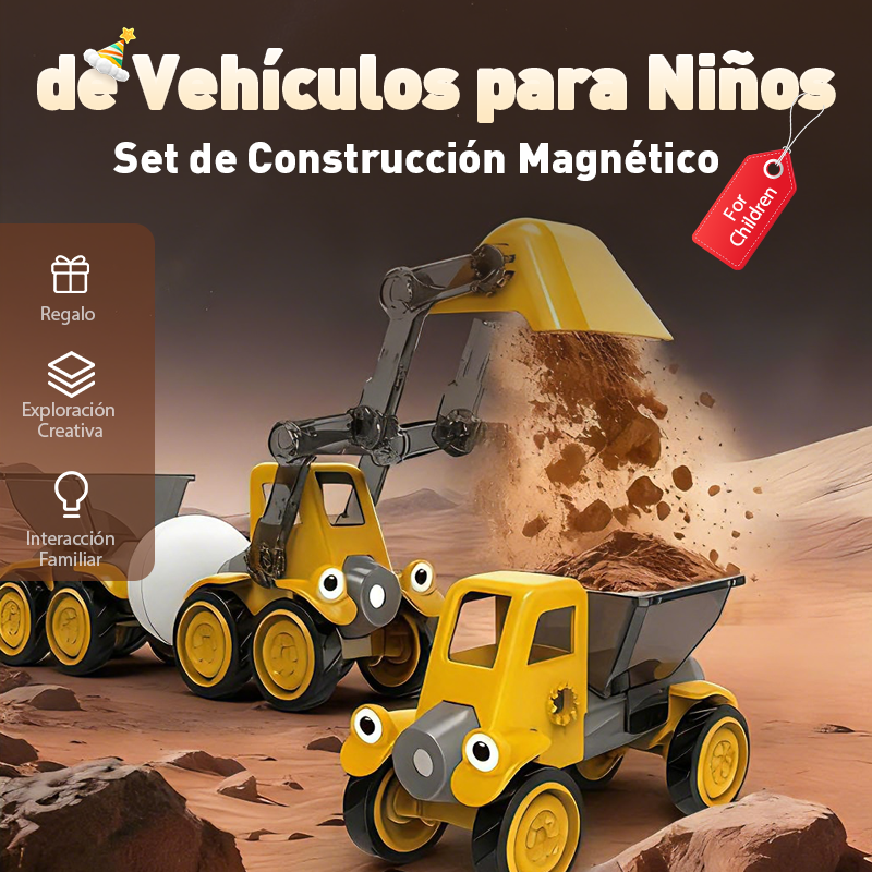 🔥Christmas Limited-Time Offer: 50% OFF!!!🎄 Magnetic Vehicle Building Set – The Ideal Christmas Gift for Little Builders 🚜