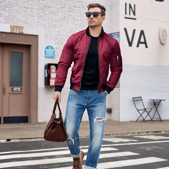 ⏳Limited-time 50% off⏰Men's Classic Zip-Up Bomber Jacket🧥