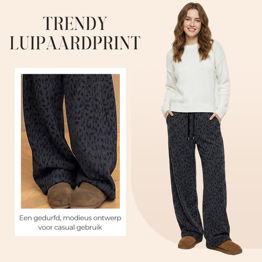 Women's Leopard Print Wide Leg Sweatpants