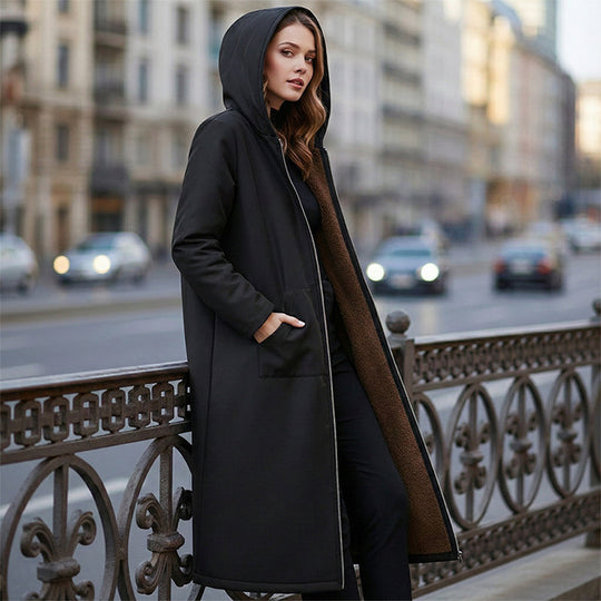 🔥Women’s Vintage Fuzzy-Lined Long Coat With Hood