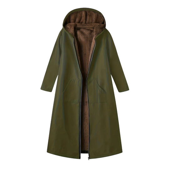 🔥Women’s Vintage Fuzzy-Lined Long Coat With Hood