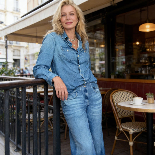 Women’s Faux Denim Pajama 2-Piece Set