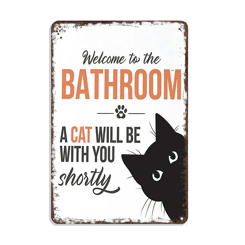 Vintage Highland Cow Aluminum Sign: Funny "Are You Pooping?" Black and White Bathroom Wall Decor