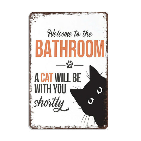 Vintage Highland Cow Aluminum Sign: Funny "Are You Pooping?" Black and White Bathroom Wall Decor